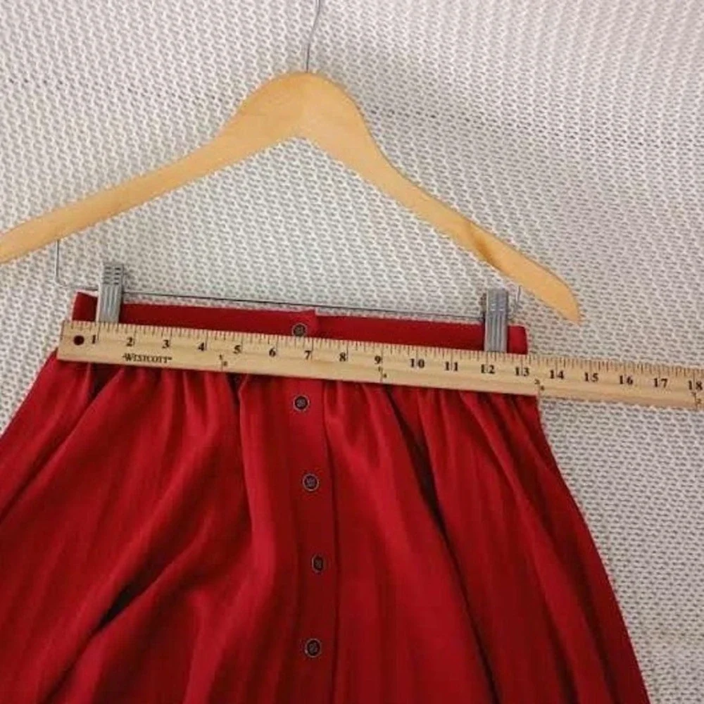 Maeve‎ Anthropologie Red Pleated Button Front Maxi Skirt Fits S Elastic Wst $118